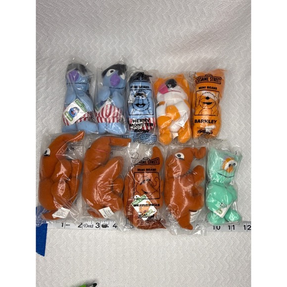 Sesame Street Mini Beans Plush Toys Lot 10 New In Package Vintage Kellogg's - Picture 1 of 2